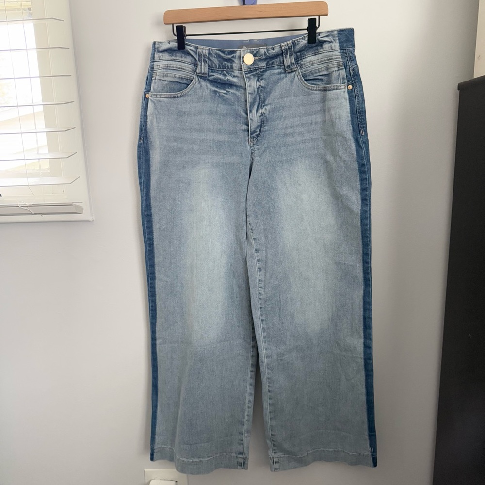 Democracy Two-Tone Light and Dark Blue Wide Leg Jeans